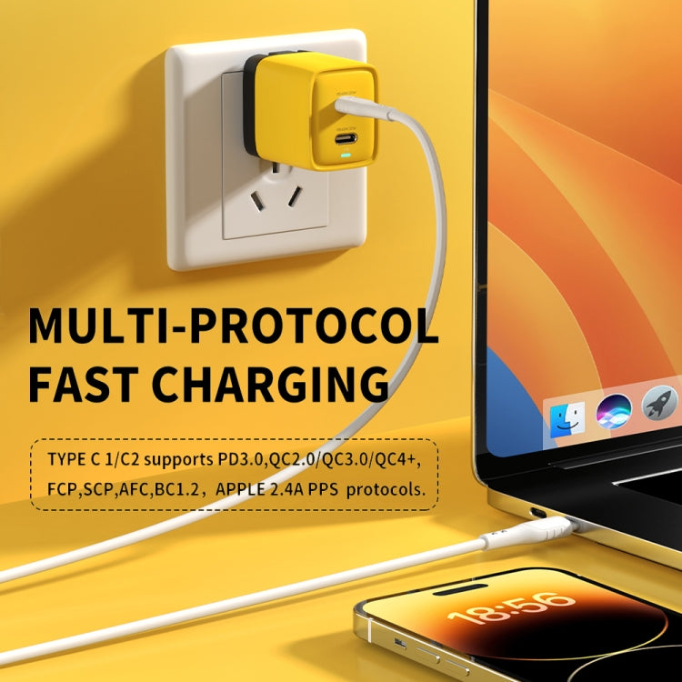 WK WP-U128 40W 듀얼 USB-C/타입-C 인터페이스 갈륨 나이트라이드 충전기, 사양: US 플러그