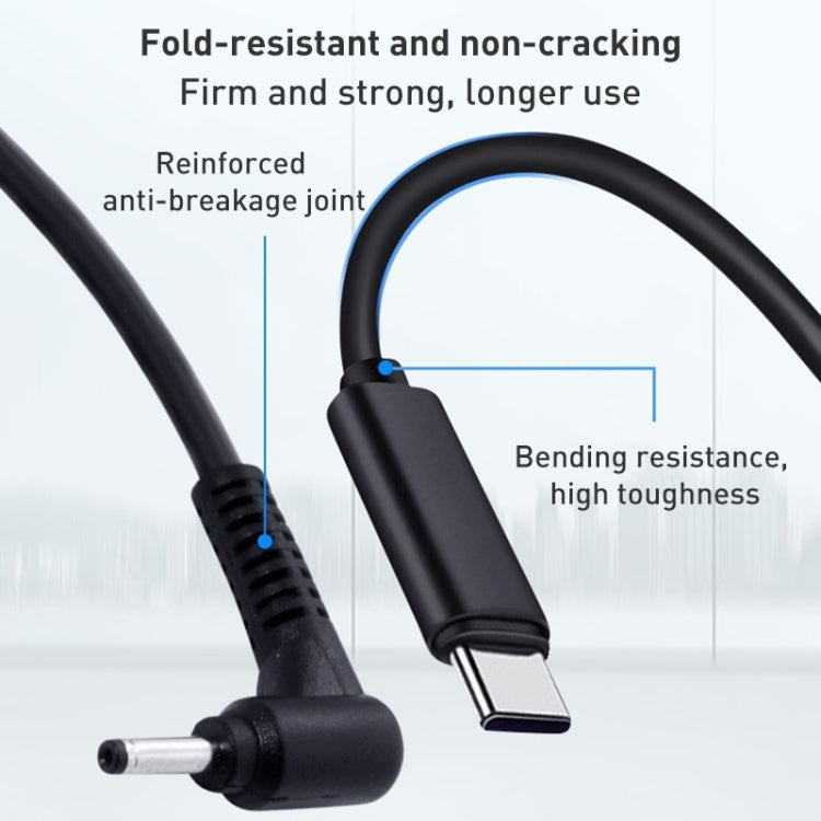 USB-C / Type-C to 4.0 x 1.7mm 노트북 전원 충전 케이블, 케이블 길이: 약 1.5m, Type-C to 4.0 x 1.7mm 총알형 헤드