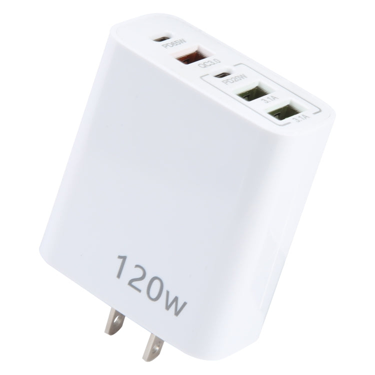 120W 듀얼 PD 타입-C + 3포트 USB 멀티 포트 충전기, US 플러그, US 플러그