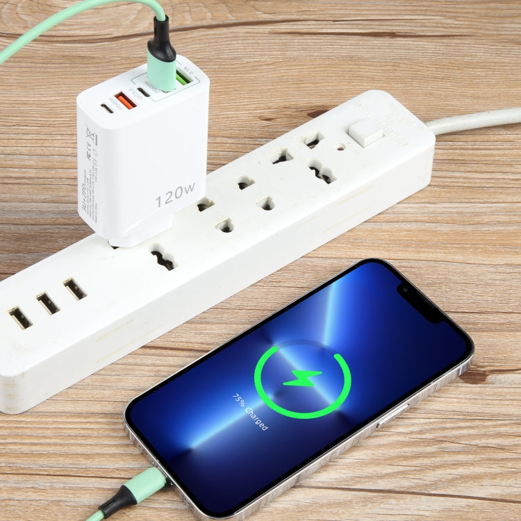 120W 듀얼 PD 타입-C + 3포트 USB 멀티 포트 충전기, EU 플러그, EU 플러그