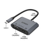 Onten M205 3-in-1 타입-C to HDMI+VGA+PD 고속 충전 비디오 컨버터, M205
