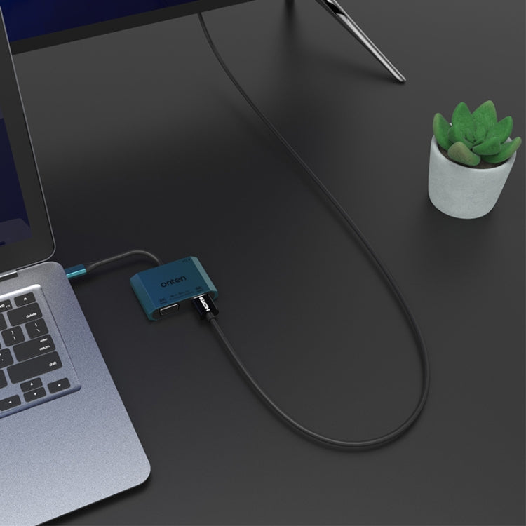Onten M205 3-in-1 타입-C to HDMI+VGA+PD 고속 충전 비디오 컨버터, M205