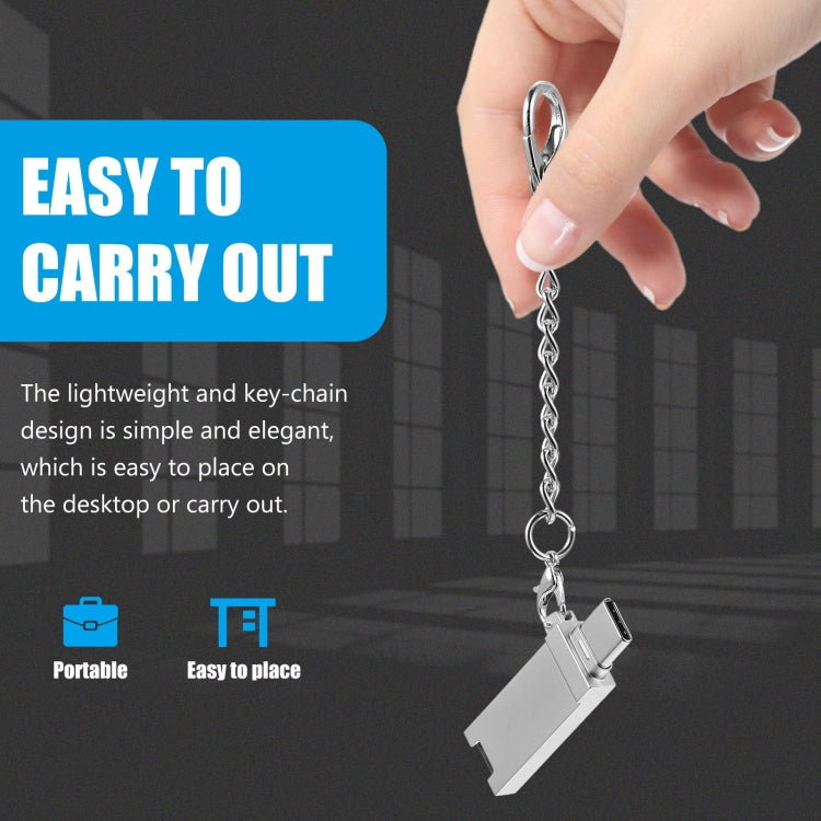 미니 알루미늄 합금 USB 2.0 암형 to USB-C / 타입-C 수형 포트 커넥터 어댑터 체인 포함