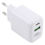 LZ-215A+C 20W QC 3.0 USB + PD 3.0 USB-C / Type-C 고속 충전 여행용 충전기, 유럽 플러그, 유럽 플러그