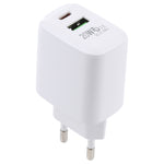LZ-215A+C 20W QC 3.0 USB + PD 3.0 USB-C / Type-C 고속 충전 여행용 충전기, 유럽 플러그, 유럽 플러그