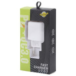 LZ-215A+C 20W QC 3.0 USB + PD 3.0 USB-C / Type-C 고속 충전 여행용 충전기, 유럽 플러그, 유럽 플러그