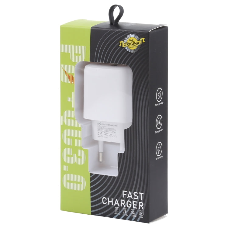 LZ-215A+C 20W QC 3.0 USB + PD 3.0 USB-C / Type-C 고속 충전 여행용 충전기, 유럽 플러그, 유럽 플러그