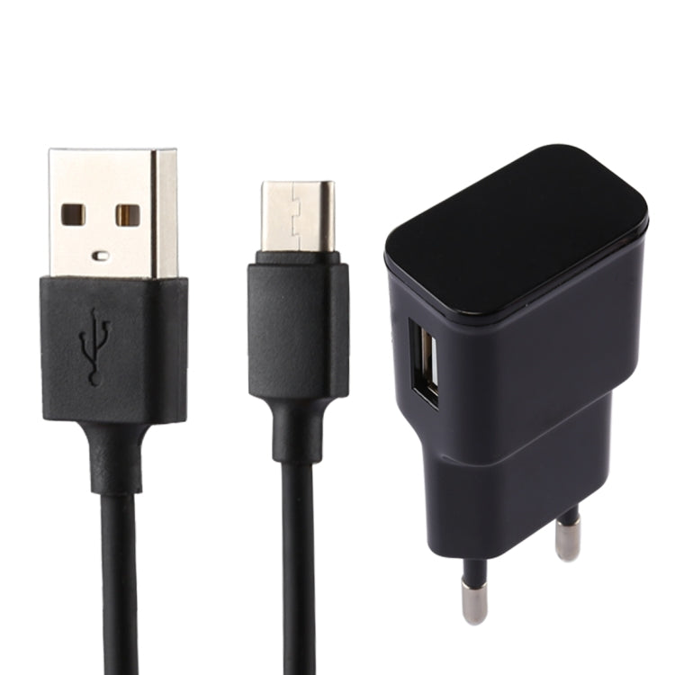 5V 2.1A 지능형 인식 USB 충전기 1m USB to USB-C / Type-C 충전 케이블 포함, 유럽 플러그