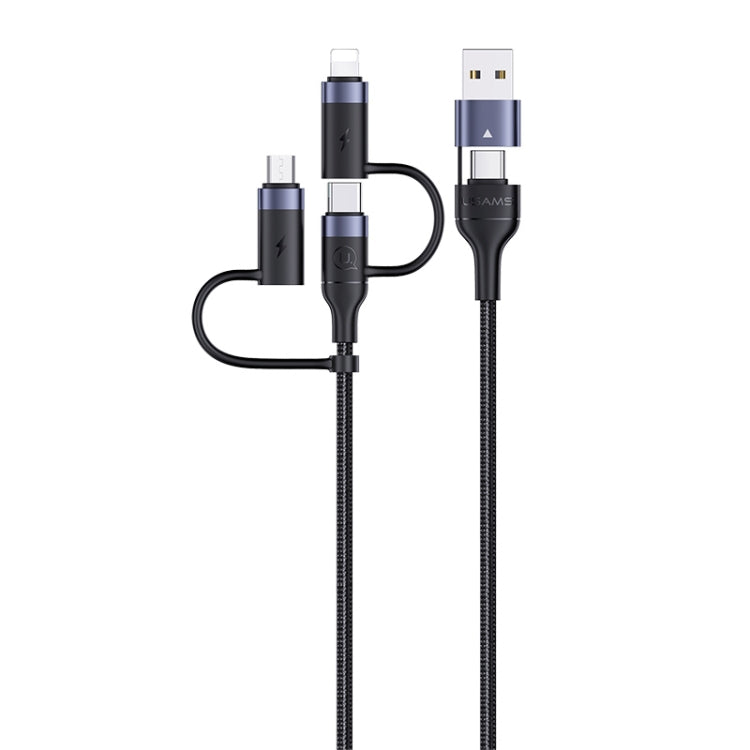 USAMS US-SJ547 U62 USB + Type-C / USB-C to Type-C / USB-C + 8핀 + 마이크로 알루미늄 합금 PD 고속 충전 데이터 케이블, 길이: 1.2m