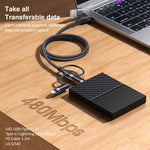 USAMS US-SJ547 U62 USB + Type-C / USB-C to Type-C / USB-C + 8핀 + 마이크로 알루미늄 합금 PD 고속 충전 데이터 케이블, 길이: 1.2m