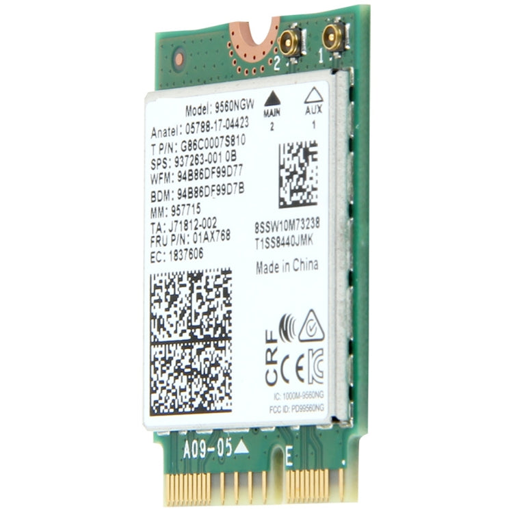9560NGW 듀얼 밴드 1.73Gbps 무선 인텔 9560ac NGFF 키 E 와이파이 카드 8020.11ac 블루투스 5.0 노트북용 윈도우 10, 9560NGW 인텔 9560ac