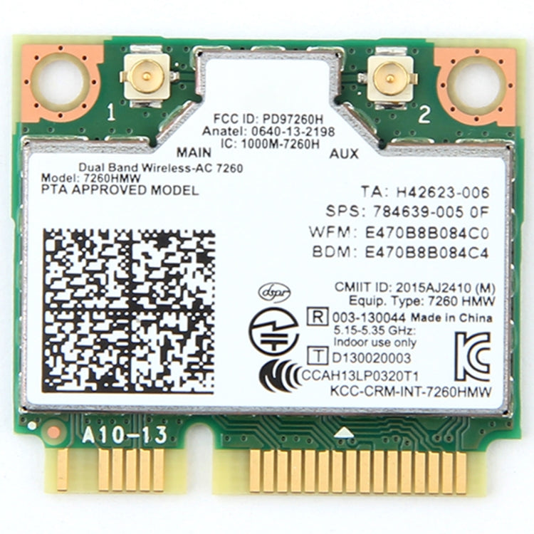 인텔 7260HMW 미니 PCI-E용 듀얼 밴드 무선 와이파이 카드 2.4G / 5Ghz WLAN 블루투스 4.0 와이파이 카드 802.11 ac / a / b / g / n, 7260HMW