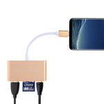 5-in-1 마이크로 SD + SD + USB 3.0 + USB 2.0 + 마이크로 USB 포트 to USB-C / 타입-C OTG 콤보 어댑터 카드 리더기, 태블릿, 스마트폰, PC용, 5-in-1(실버), 5-in-1(골드)