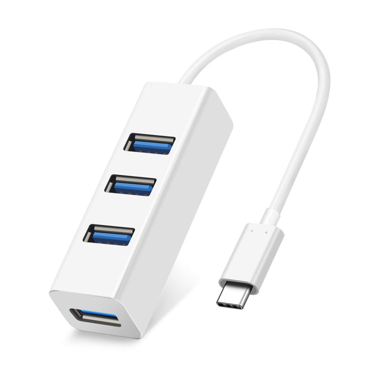 휴대용 USB-C / Type-C 수컷 to 4 USB 포트 암컷 허브 어댑터, USB 4포트 (화이트)