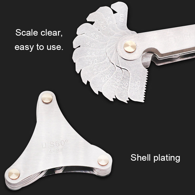 51 PCS US Screw Pitch Thread Blades 60 Degrees CR Stainless Steel Thread Gauge, 51 PCS Thread Gauge