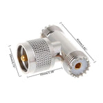 T자형 UHF 수컷 PL259에서 2개의 UHF 암컷 어댑터