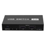 2x4 USB 스위치 2포트 PC 4대 장치 공유용 프린터 키보드 마우스 모니터, 2x4 USB 스위치
