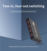 2x4 USB 스위치 2포트 PC 4대 장치 공유용 프린터 키보드 마우스 모니터, 2x4 USB 스위치