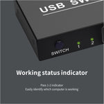 2x4 USB 스위치 2포트 PC 4대 장치 공유용 프린터 키보드 마우스 모니터, 2x4 USB 스위치