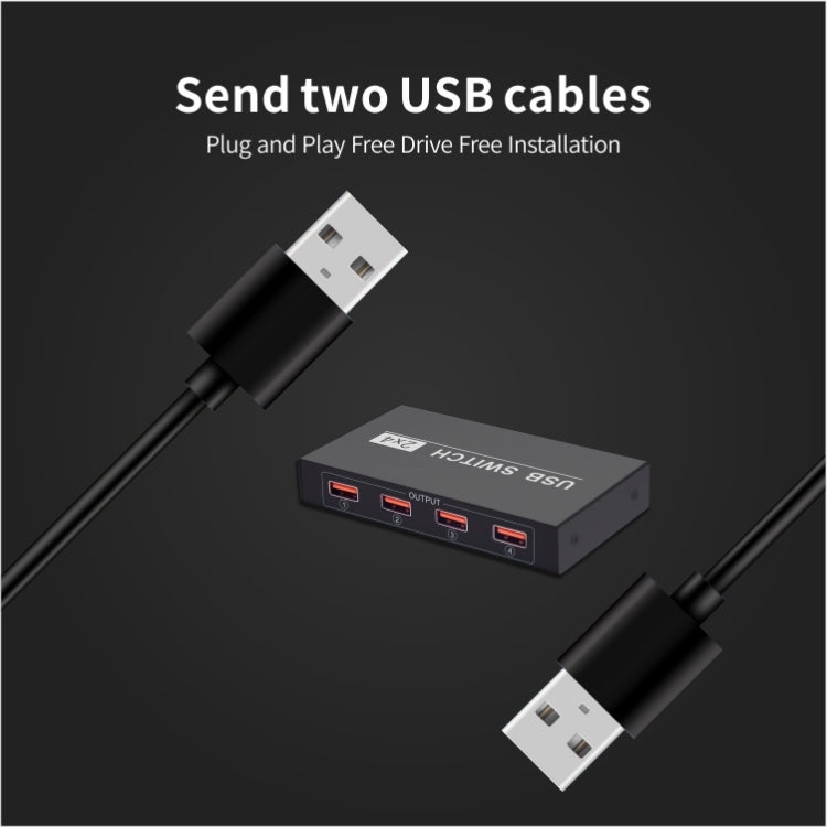 2x4 USB 스위치 2포트 PC 4대 장치 공유용 프린터 키보드 마우스 모니터, 2x4 USB 스위치