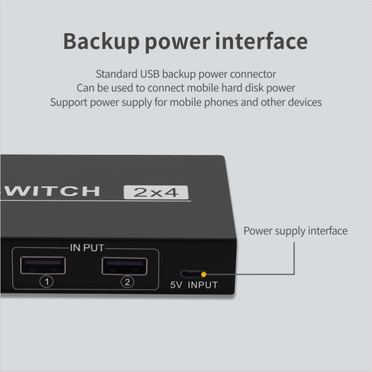2x4 USB 스위치 2포트 PC 4대 장치 공유용 프린터 키보드 마우스 모니터, 2x4 USB 스위치