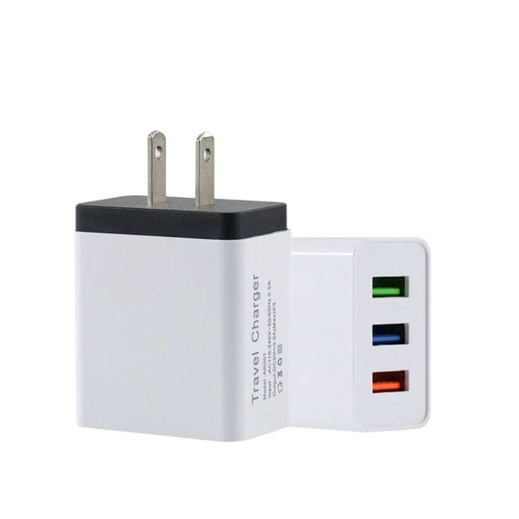2A 3USB 휴대폰 여행용 충전기 US 플러그, 검정, 회색, 빨강, 주황, 파랑