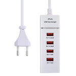5V 4.1A 4포트 USB 충전기 어댑터 전원 플러그 케이블 포함, 케이블 길이: 1.5m, EU 플러그, EU 플러그