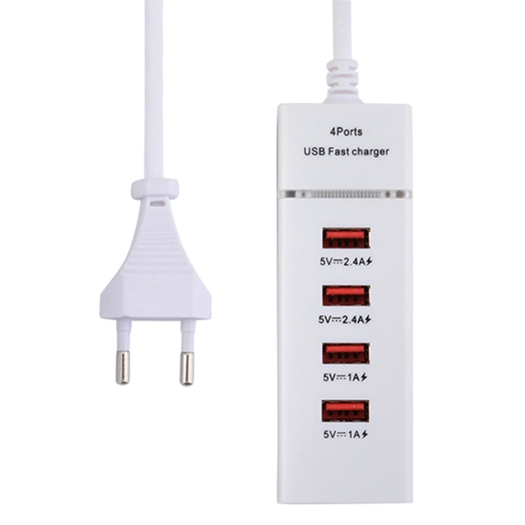 5V 4.1A 4포트 USB 충전기 어댑터 전원 플러그 케이블 포함, 케이블 길이: 1.5m, EU 플러그, EU 플러그
