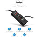 5V 4.1A 4포트 USB 충전기 어댑터 전원 플러그 케이블 포함, 케이블 길이: 1.5m, EU 플러그, EU 플러그
