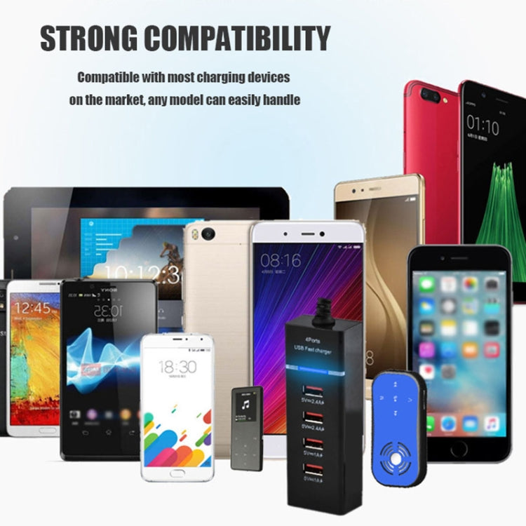 5V 4.1A 4포트 USB 충전기 어댑터 전원 플러그 케이블 포함, 케이블 길이: 1.5m, EU 플러그, EU 플러그