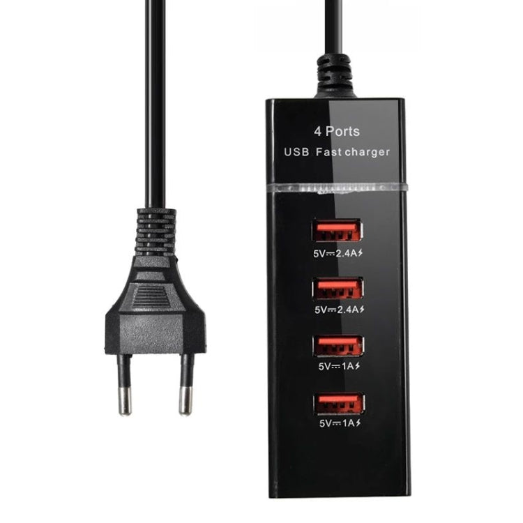 5V 4.1A 4포트 USB 충전기 어댑터 전원 플러그 케이블 포함, 케이블 길이: 1.5m, EU 플러그, EU 플러그