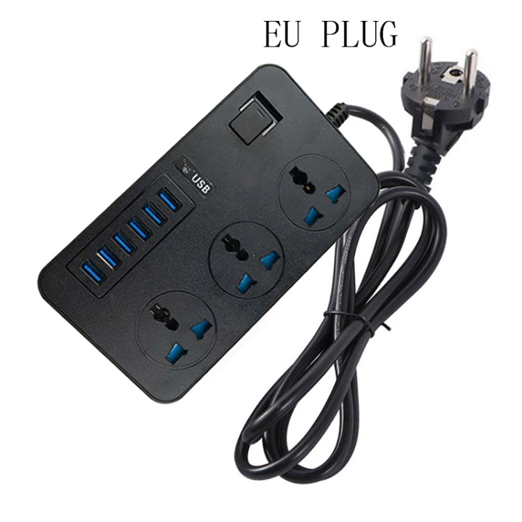 T09 3000W 고출력 다기능 플러그인 3구 국제 범용 잭 + 6 USB 지능형 충전, EU 플러그, 미국 플러그, 영국 플러그