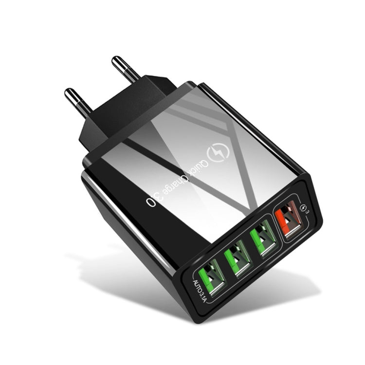 30W QC 3.0 USB + 3 USB 2.0 포트 휴대폰 태블릿 PC 범용 고속 충전기 여행용 충전기, EU 플러그, EU 플러그
