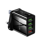 30W QC 3.0 USB + 3 USB 2.0 Ports Mobile Phone Tablet PC Universal Quick Charger Travel Charger, UK Plug, UK Plug
