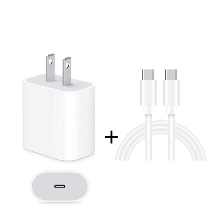 2-in-1 단일 USB-C / 타입-C 포트 여행용 충전기 + 3A PD 3.0 USB-C / 타입-C to USB-C / 타입-C 고속 충전 데이터 케이블 세트, 케이블 길이: 1m, 18W 1m