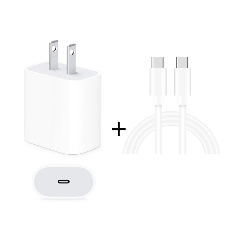 2-in-1 단일 USB-C / 타입-C 포트 여행용 충전기 + 3A PD 3.0 USB-C / 타입-C to USB-C / 타입-C 고속 충전 데이터 케이블 세트, 케이블 길이: 2m, 18W 2m