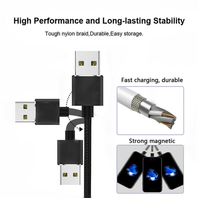 USB to Micro USB 자석 금속 커넥터 나일론 투톤 꼬임 자석 충전 케이블, 케이블 길이: 1m, Micro USB