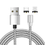 2-in-1 USB to 8핀 + 마이크로 USB 자석 금속 인터페이스 나일론 꼬임 충전 케이블, 길이: 1m, 1m
