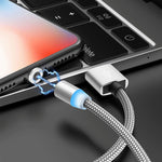 2-in-1 USB to 8핀 + 마이크로 USB 자석 금속 인터페이스 나일론 꼬임 충전 케이블, 길이: 1m, 1m