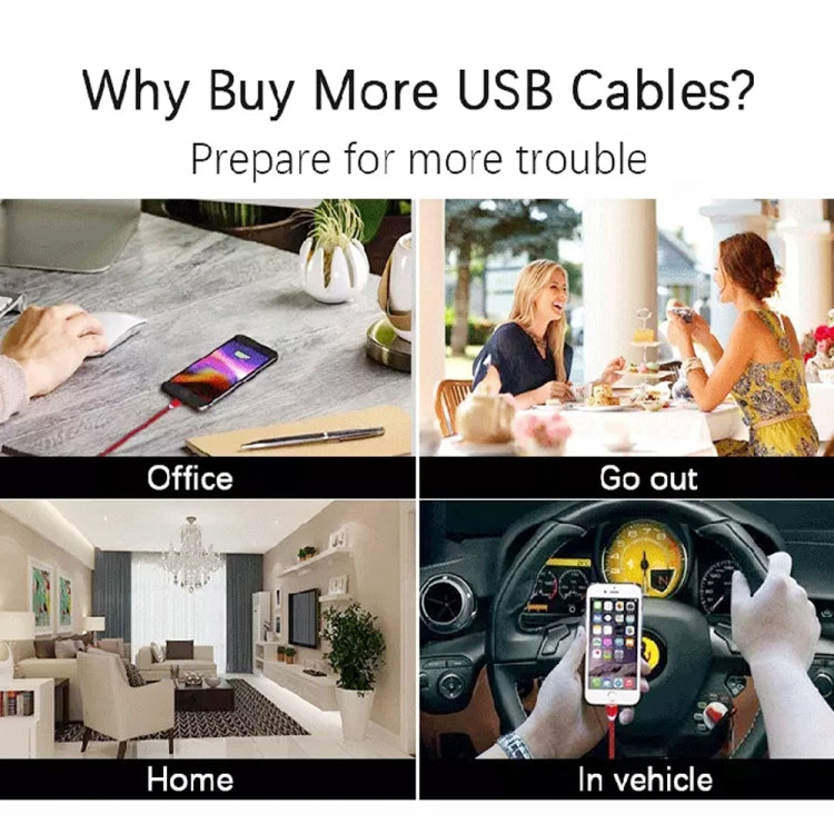 2-in-1 USB to 8핀 + 마이크로 USB 자석 금속 인터페이스 나일론 꼬임 충전 케이블, 길이: 1m, 1m