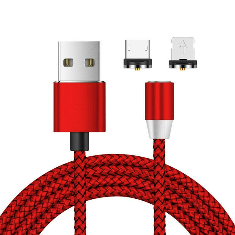 2-in-1 USB to 8핀 + 마이크로 USB 자석 금속 인터페이스 나일론 꼬임 충전 케이블, 길이: 1m, 1m