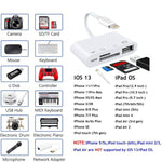 ZS-S1827 4 in 1 SD 카드 + TF 카드 + 8핀 충전 + USB 인터페이스 to 8핀 인터페이스 카메라 리더 어댑터, 모든 iOS 시스템 지원