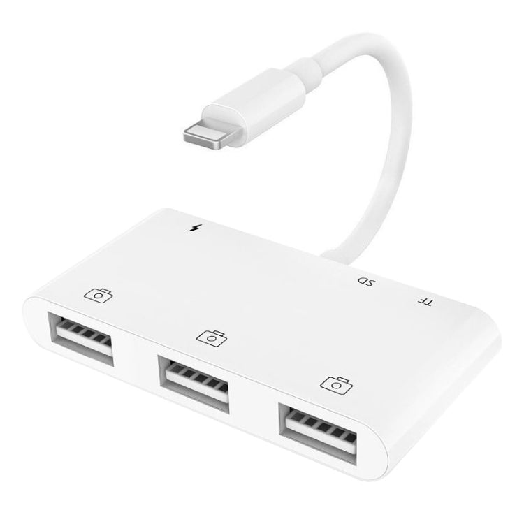 ZS-S1852 6 in 1 3 USB 암-8핀 수 OTG 카메라 카드 리더 어댑터, SD & TF 카드 및 8핀 충전 인터페이스 지원, 모든 iOS 시스템 호환