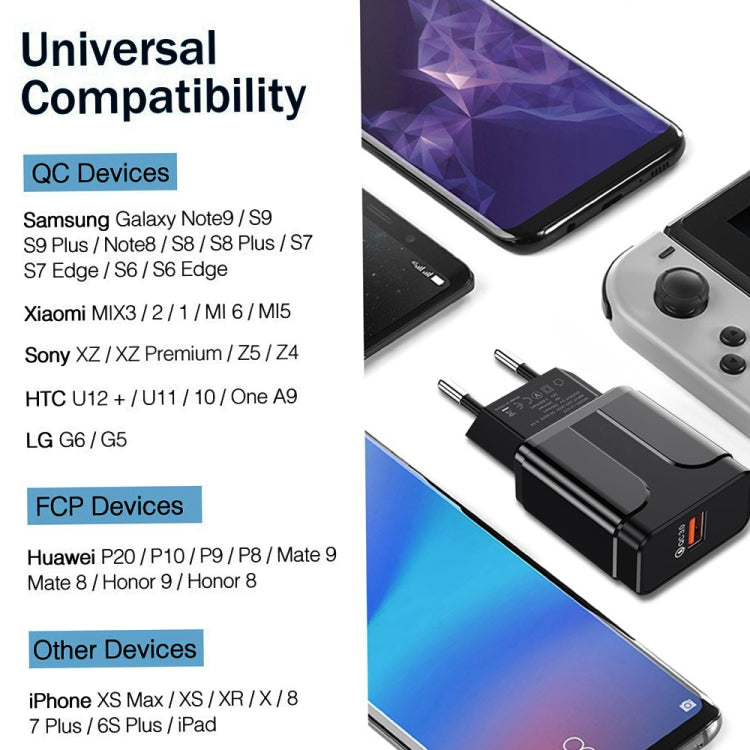 휴대용 QC3.0 18W USB 포트 범용 고속 충전기, US 플러그, US 플러그