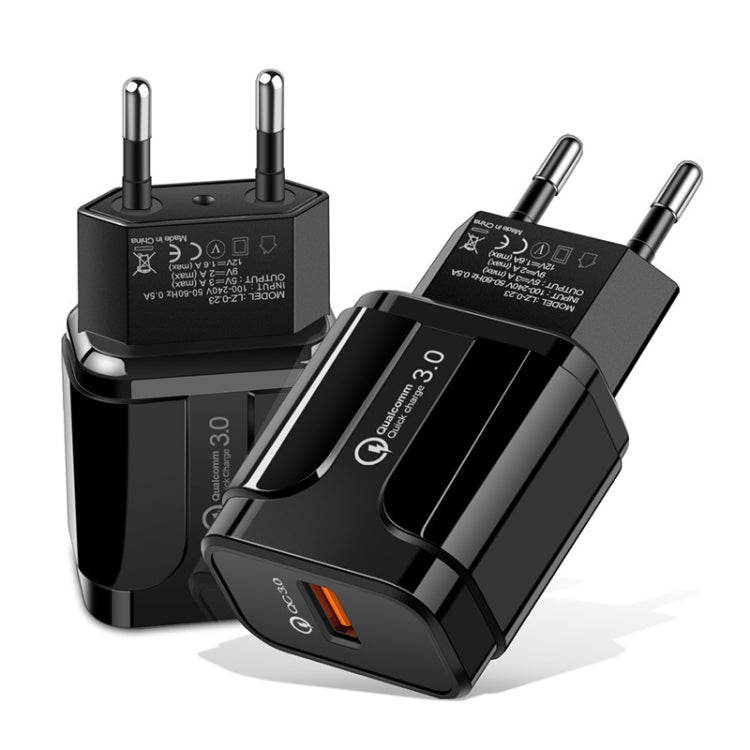 휴대용 QC3.0 18W USB 포트 범용 고속 충전기, EU 플러그, EU 플러그