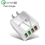 2-in-1 USB to USB-C / 타입-C 데이터 케이블 + 30W QC 3.0 4 USB 인터페이스 휴대폰 태블릿 PC 범용 고속 충전기 여행용 충전기 세트, 미국 플러그, USB-C / 타입-C 세트 미국 플러그