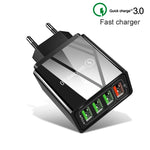 2-in-1 USB to USB-C / Type-C 데이터 케이블 + 30W QC 3.0 4 USB 포트 모바일폰 태블릿 PC 범용 고속 충전기 여행용 충전기 세트, EU 플러그, USB-C / Type-C 세트 EU 플러그