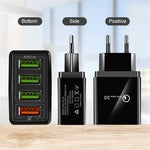 2-in-1 USB to USB-C / Type-C 데이터 케이블 + 30W QC 3.0 4 USB 포트 모바일폰 태블릿 PC 범용 고속 충전기 여행용 충전기 세트, EU 플러그, USB-C / Type-C 세트 EU 플러그