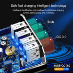 2-in-1 USB to USB-C / Type-C 데이터 케이블 + 30W QC 3.0 4 USB 포트 모바일폰 태블릿 PC 범용 고속 충전기 여행용 충전기 세트, EU 플러그, USB-C / Type-C 세트 EU 플러그