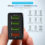 2 in 1 1m USB to 8핀 데이터 케이블 + 30W QC 3.0 4 USB 인터페이스 휴대폰 태블릿 PC 범용 고속 충전기 여행용 충전기 세트, US 플러그, 8핀 세트 US 플러그